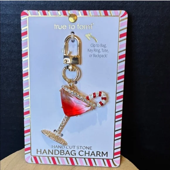 ✨️🍬NWT TRUE TO FORM CANDY CANE MARTINI BAG CHARM/ KEY CHAIN🍬✨️ - Picture 3 of 4